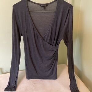 Banana Republic Womens Charcoal Gray Wrap Around Shirt Size Small